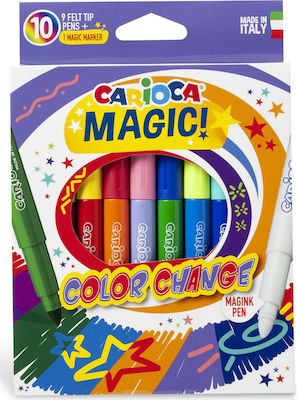 Carioca Magic Color Change 12637 Μαγικοί Μαρκαδόροι Ζωγραφικής Χονδροί σε 10 Χρώματα (9+1 Magic Pen)