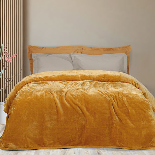 Das Home Velvet Blanket Double 220x240cm Ochre
