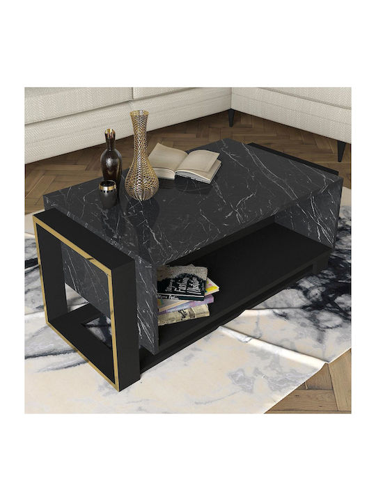 Rectangular Central Coffee Table Levitha Wooden Black 108x60x40 cm