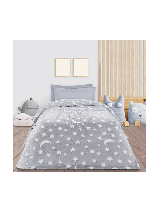 Das Home Κουβέρτα Fleece Glowing Fleece Γκρι 160x220εκ.