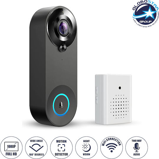 GloboStar Безжично Bell за Врата Wi-Fi 1080P Черен