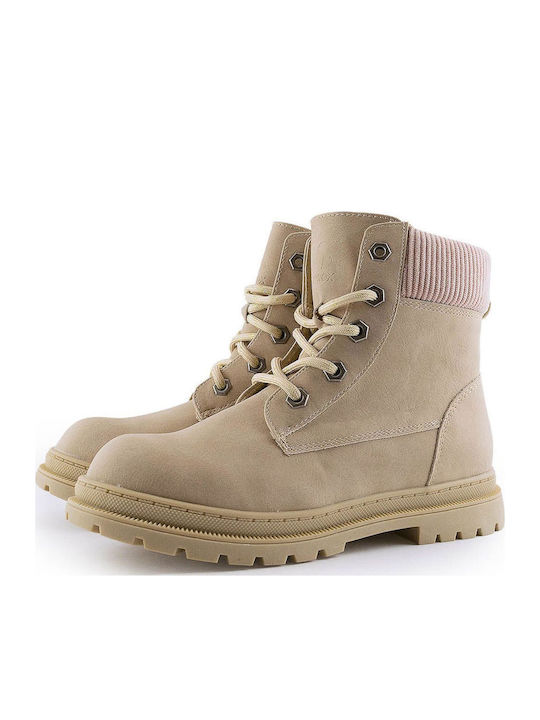 Kids Boots with Laces Beige