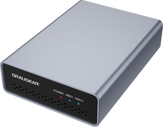 Graugear Case for 2 Hard Drives 2.5" SATA III with Connection Type-C Aluminum Silver