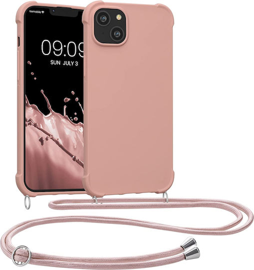 KWmobile Matte Umschlag Rückseite Silikon mit Band Mother Of Pearl (iPhone 14 Plus)