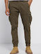 Funky Buddha Men's Trousers Cargo Elastic in Regular Fit Olive