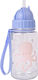 Saro Ocean Life Kids Water Bottle Plastic with Straw Light Blue 450ml