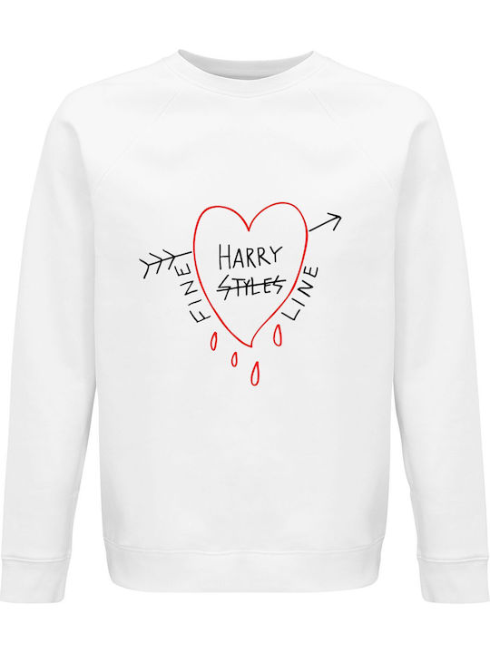 Sweatshirt Unisex, Organic " Harry Srtyles, Fine Line ", White