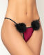 Milena by Paris 006809 String Velvet with Feathers Burgundy