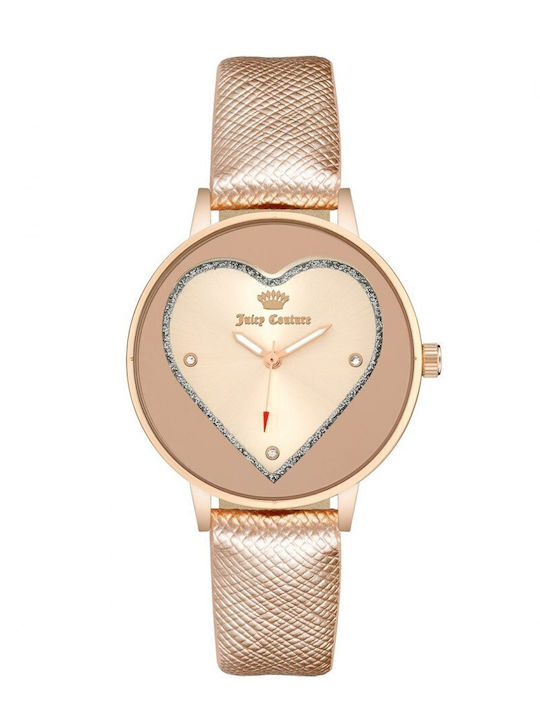 Juicy Couture Women's Watch with Pink Gold Leather Strap