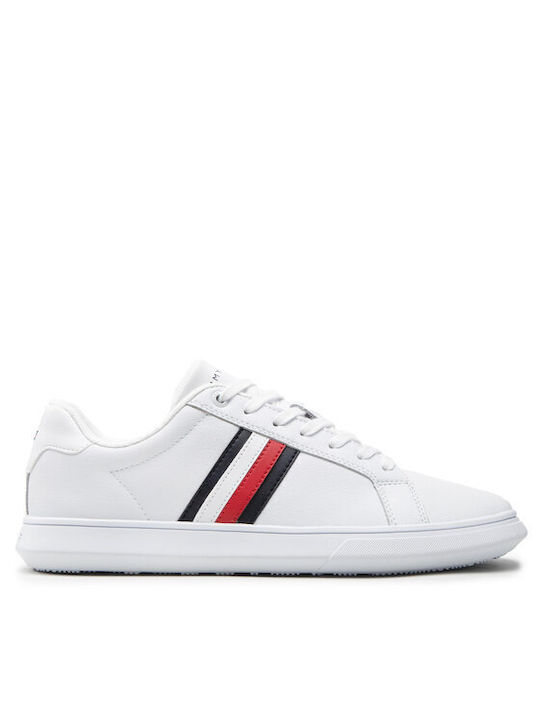 Tommy Hilfiger Corporate Cup Stripes Ανδρικά Sneakers Λευκά