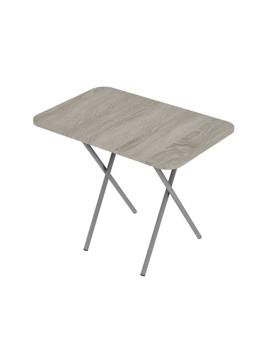 Outdoor Foldable Table for Small Spaces with Wood Surface and Metal Frame Brown 80x50x77cm
