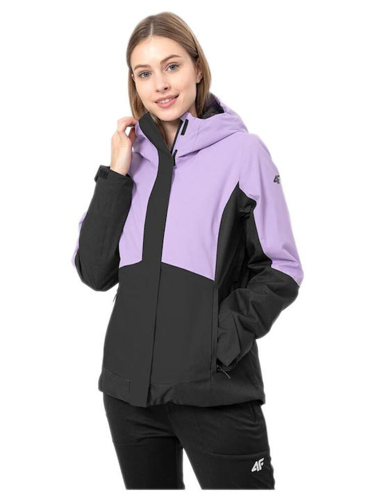 4F Kurz Damen Puffer Jacke für Winter Lila