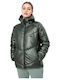 Women's Short Puffer Jacket for Winter Green
