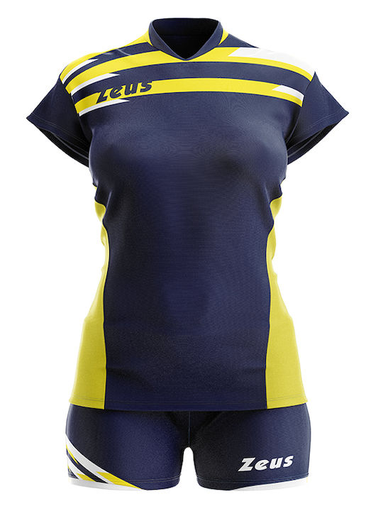 ITACA Damen Volleyballshirt Blau-Gelb