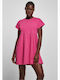 Summer Mini T-Shirt Dress with Ruffles Bright Violet