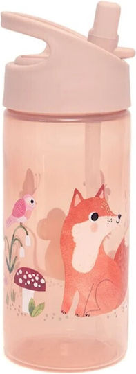 Petit Monkey Woodland Pink Kinderflasche Kunststoff mit Strohhalm Rosa 380ml