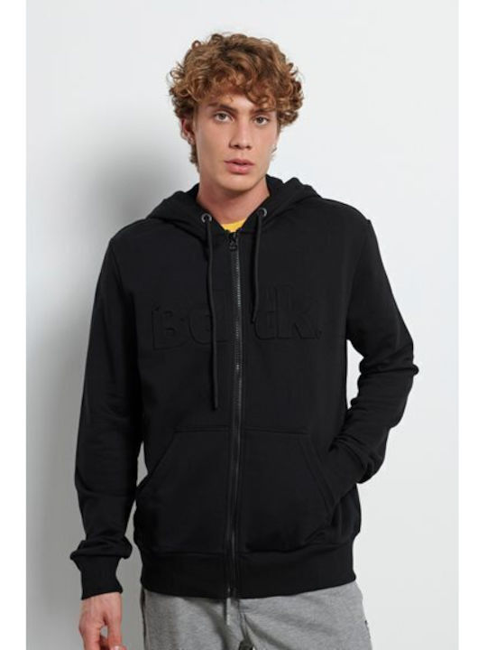 BodyTalk Men's Sweatshirt Jacket with Hood and Pockets Black