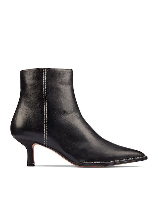 Thorna55 Stitch Leather Women's Ankle Boots with Medium Heel Black