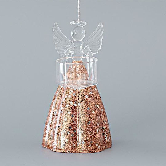 Eurolamp Christmas Glass Figure Cherub Rose Gold Length 8cm