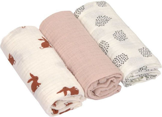 Laessig Little Forest Rabbit Pânze de Înfășat Roz 60x60εκ. 3buc