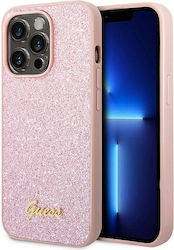 Guess Glitter Flakes Script Metal Logo Back Cover Σιλικόνης Ροζ (iPhone 14 Pro)