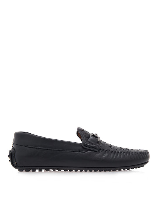 JK London Men's Leather Loafers Black O584A9091002