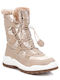 Suede Kinder-Schneestiefel mit Schnürsenkeln Beige