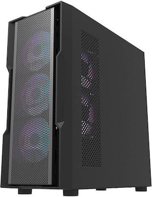 Darkflash DK431 Гейминг Midi Tower Компютърна кутия със странично прозорче Черно