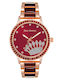 Women's Watch 38mm Battery with Burgundy Metal Strap
