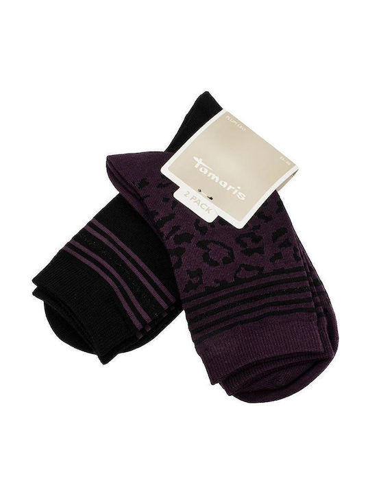 Tamaris Women's Socks Plum Leopard 2Pack
