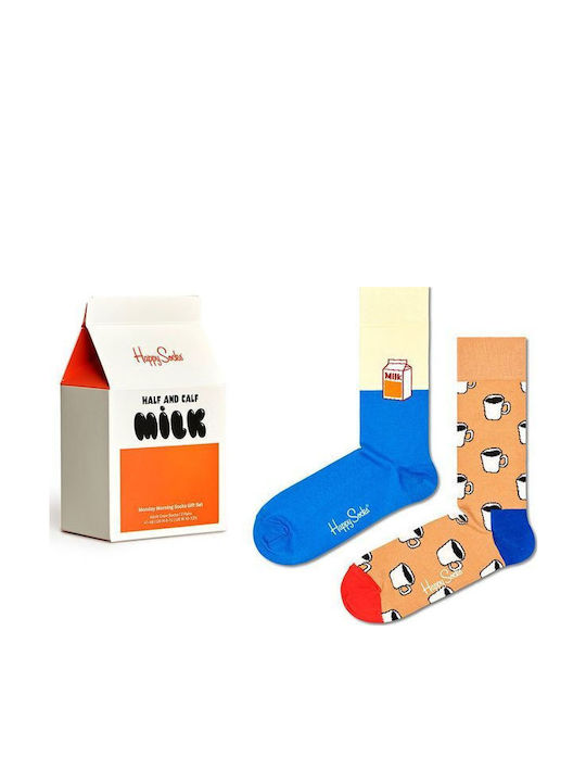 Happy Socks Monday Morning Ανδρικές Κάλτσες με Σχέδια Πολύχρωμες 2Pack