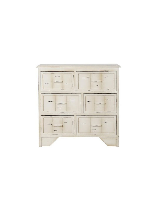 Wooden Buffet with Drawers Λευκός L76xW35xH74cm