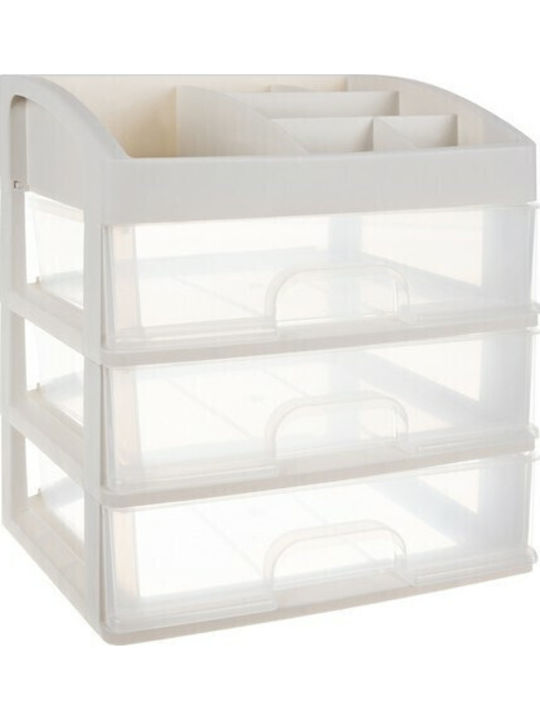 Soulima Organizator Cosmetice Cu 3 Sertare Alb 27x23.5x17cm