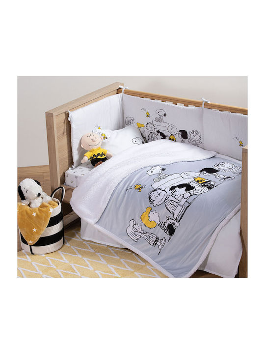 Nef-Nef Homeware Babydecke Kinderbett Peanuts Forever Grau 110x150cm