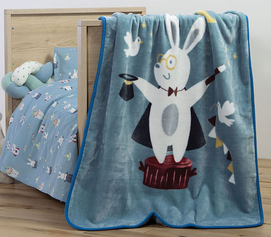 Nef-Nef Homeware Одеяло Детски пелени за пелени Just Magic Син 75x100см.