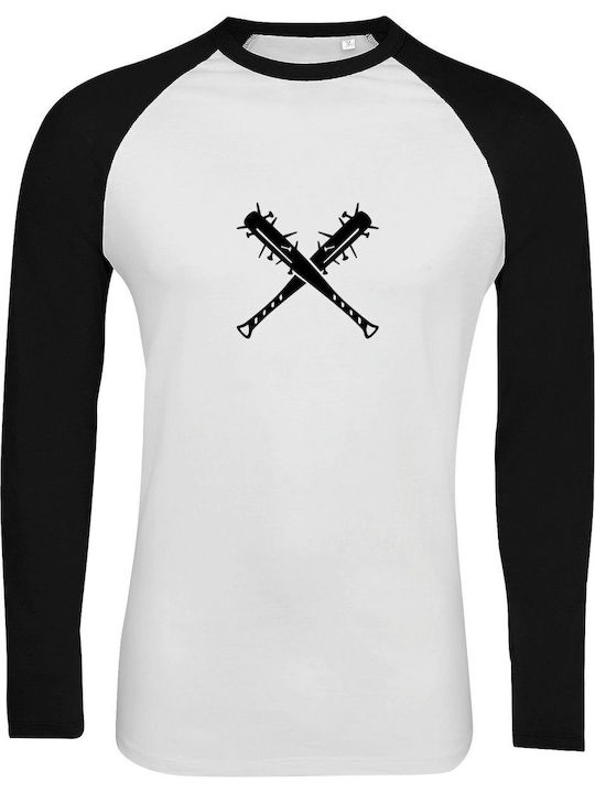 Unisex long sleeve, " Stranger Things Bat ", White/Black