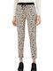 Women's Fabric Capri Trousers Leopard Beige