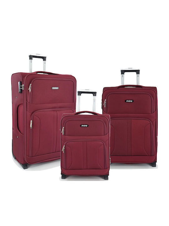 Playbags Playbags Stoffkoffer Burgundisch Maximale Höhe 70cm mit 2 Räder Set 3 Stück