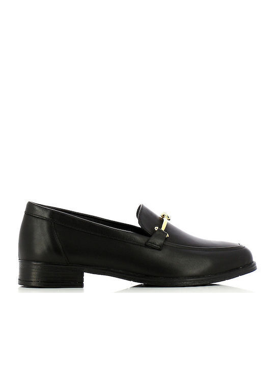 Leather Women's Loafers in Black Color