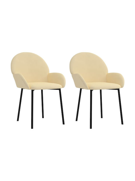 Dining Room Velvet Armchair Κρεμ 58x57x78.5cm 2pcs