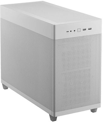 Asus Prime AP201 Gaming Micro Tower Computer Case with Window Panel Mesh White Edition