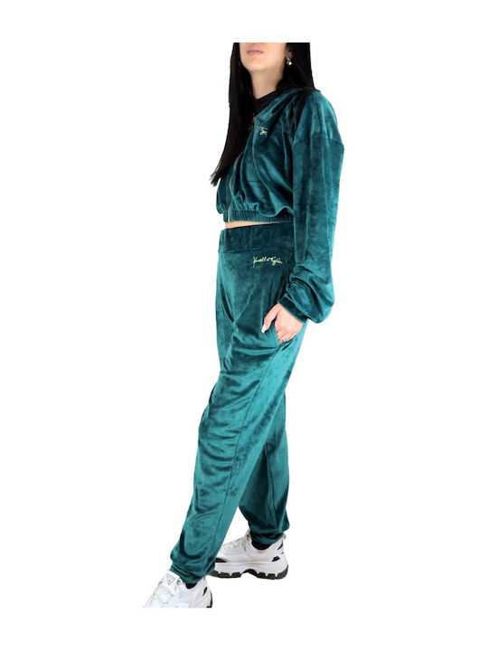 Kendall + Kylie Sweatpants Jogger Velvet Green