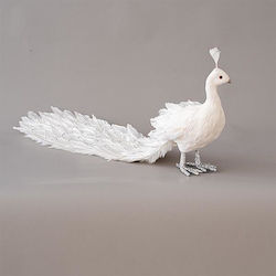 Eurolamp Christmas Plastic Peacock Figure White 80x54x34cm