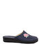 Anatomische Lederne Damen Hausschuhe Marineblau