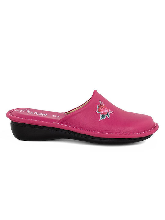 Castor Anatomic Anatomic Leather Women's Slippers In Fuchsia Colour