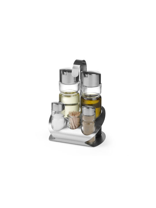 Hendi Oil & Vinegar Set with Salt & Pepper made of Stainless Steel with Flow