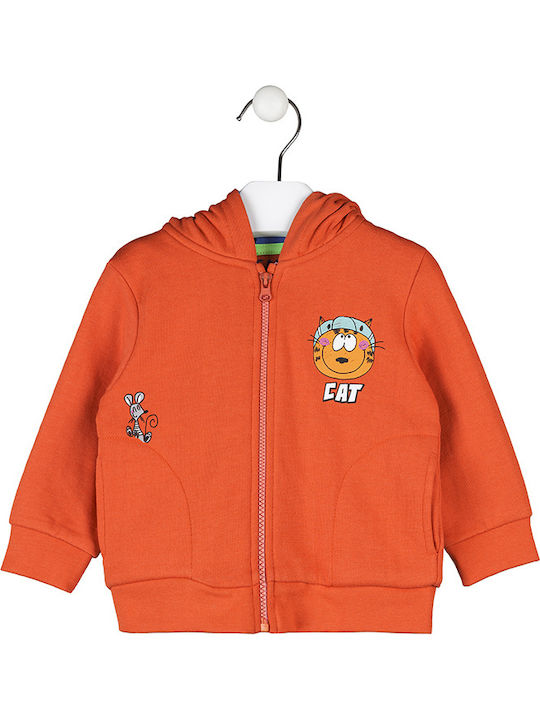Kinder-Sweatshirt Strickjacke mit Kapuze und Taschen Orange