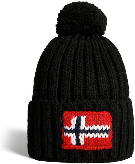 Semiury Pom Pom Beanie Unisex Beanie with Rib Knit in Black color