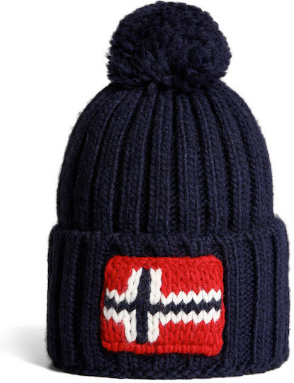 Semiury Pom Pom Beanie Unisex Căciulă cu Tricotaj Rib în culoarea Albastru marin