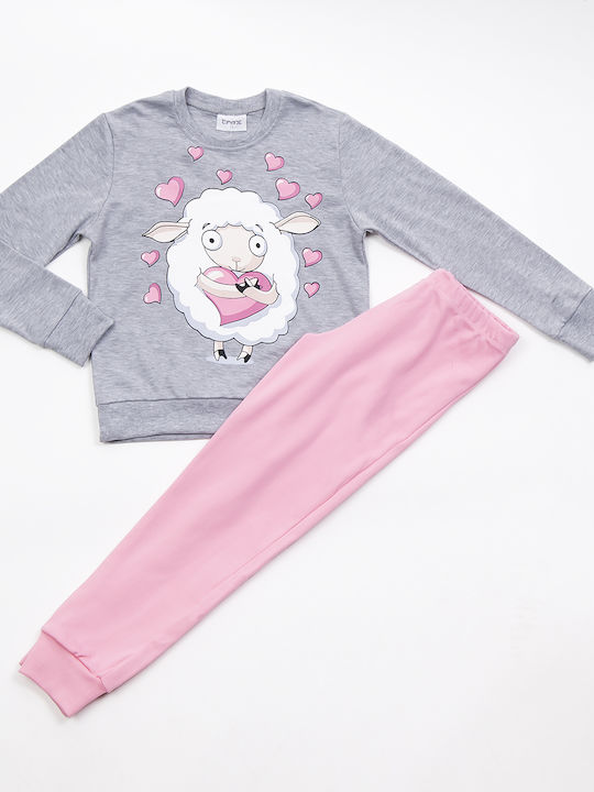 Trax Set Top & Bottom Kids Winter Pyjamas Gray